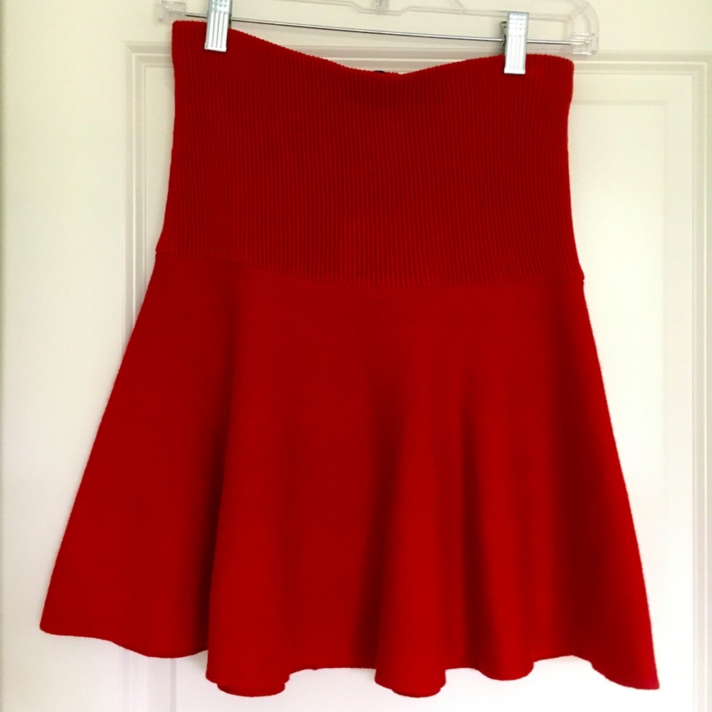 Zara Basic red fit & flare skater skirt